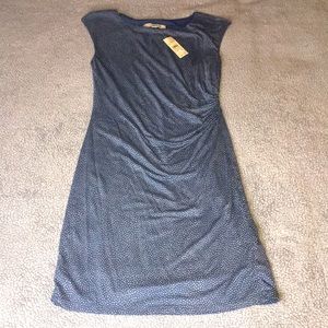 LOFT Petite Blue & White Side Ruched Dress XSmall 💙NWT!